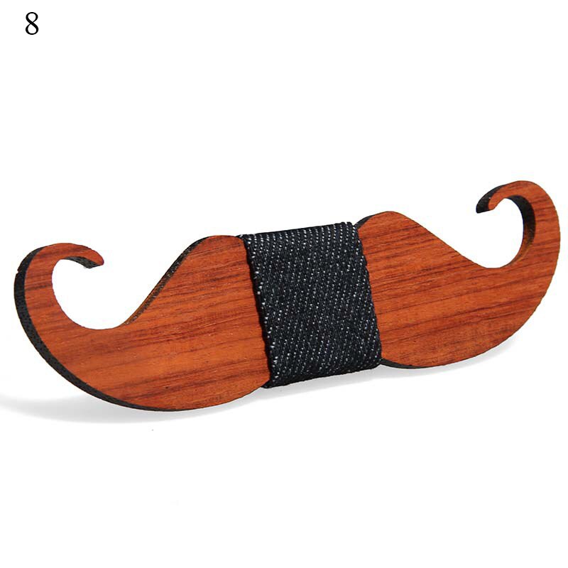Pajarita de madera de para hombres Unisex ahuecado tallado Retro de madera para cuello corbatas correa ajustable Vintage moño estilo bigote: 8