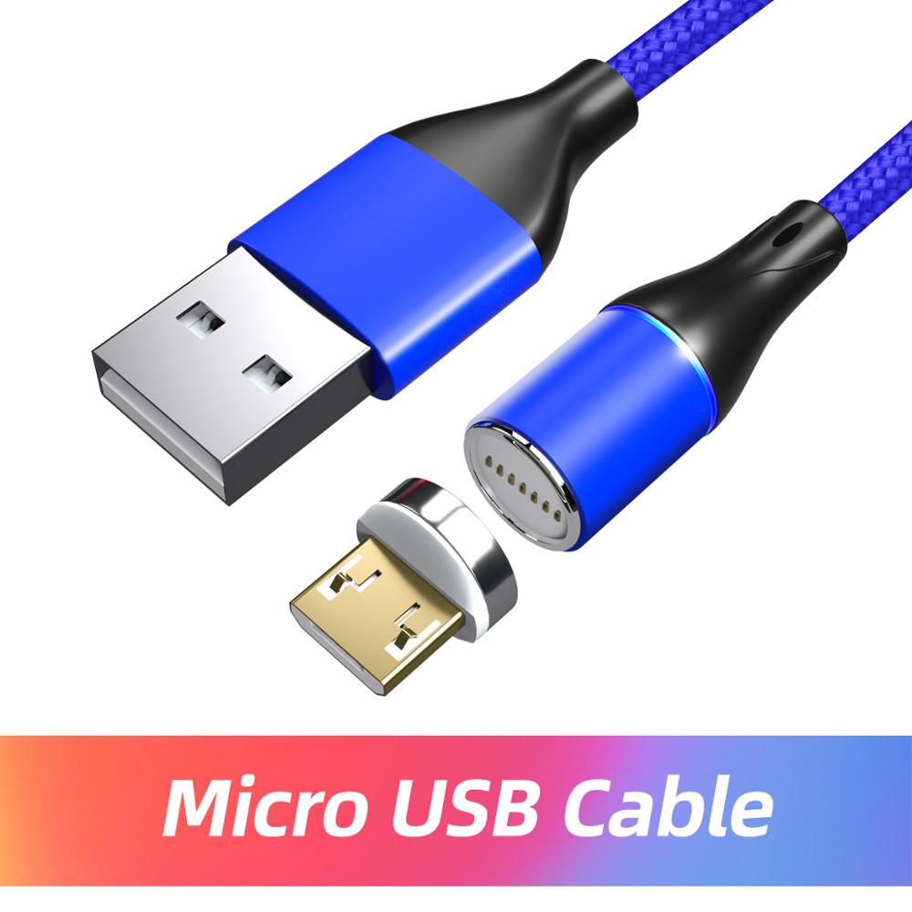 ANMONE Magnetische Kabel Mikro USB Kabel 3A Schnell Ladegerät Schnell Ladung Magnet Draht Android Ladekabel für Telefon Tablette: Blau magnetisch Kabel