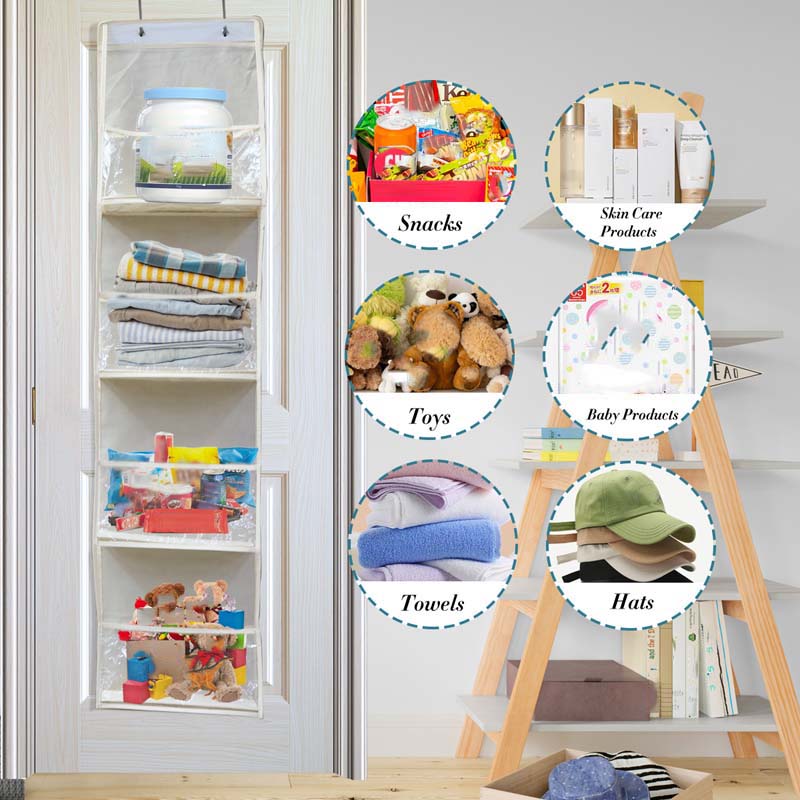 Organizadores colgantes plegables de 4 capas para puertas, hogar, dormitorio, ahorro de espacio, organizador de armario multifuncional, bolsa para zapatos y herramientas