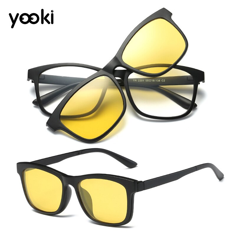 Magnetic Polarized Clip-on Sunglasses Sport Eyeglass Frame Driving Outdoor Night Vision Glasses for Driving: No 1