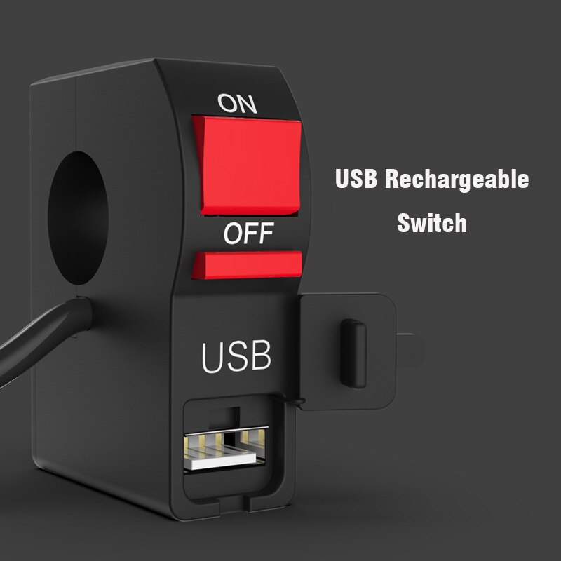Interrupteur universel pour guidon de moto, 12V, bouton marche/arrêt de 22mm, 7/8 pouces, avec chargeur USB, connecteur étanche à 4 fils