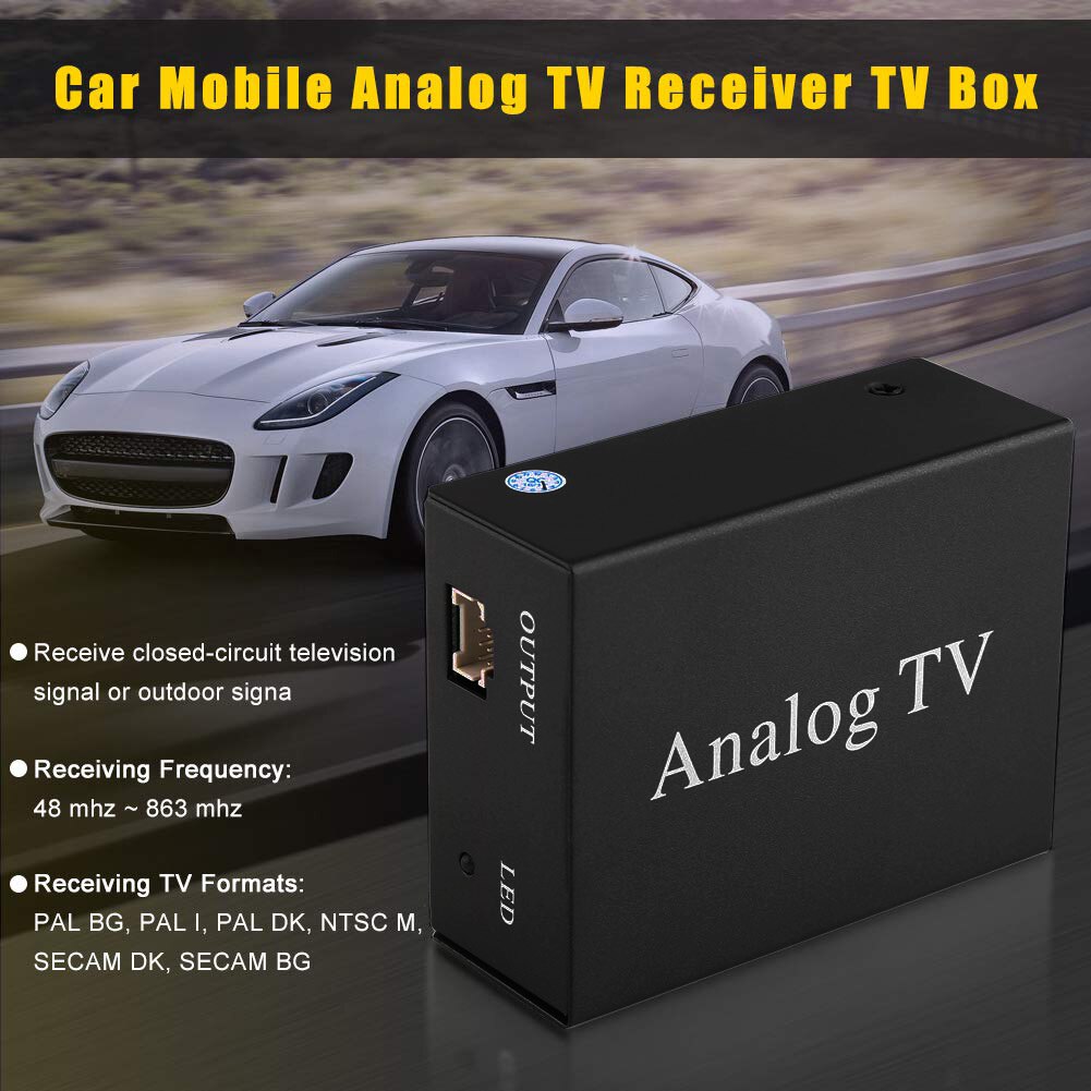 Bærbar bil speciel analog tv set-top dvd box modtager med fjernbetjening sort analog tv boks