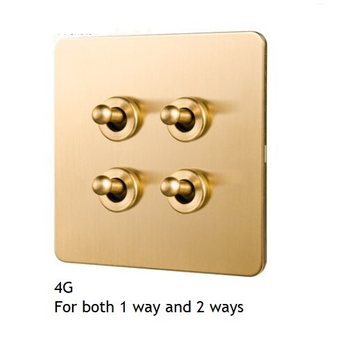 86MM Solid Brushed Brass Panel Wall Toggle Switch Brass Knob Retro Vintage Phone Fan Internet TV SCREW: 4G