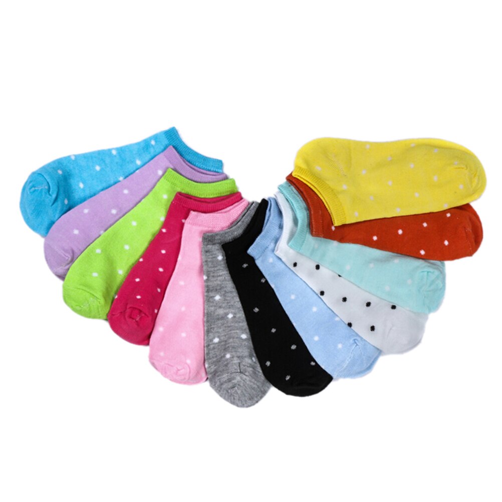 5 Pair Female Heart Dot Solid Low Cut Socks Short Socks Women's Slippers Spring Summer Cotton Blend Ankle Boat Socks