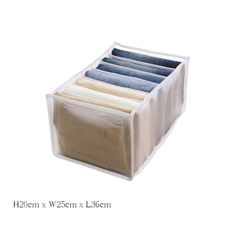 Kleding Organizer Broek Opslag Boxs Lade Divider Wasbare Dressing Organizer Voor Kleding Jeans Sokken Bra Leggings: 7grid Jeans white