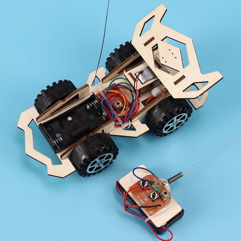 Modelo de coche eléctrico de madera, bloques DIY hechos a mano, juguete de ciencia para montar, Kit DXAD
