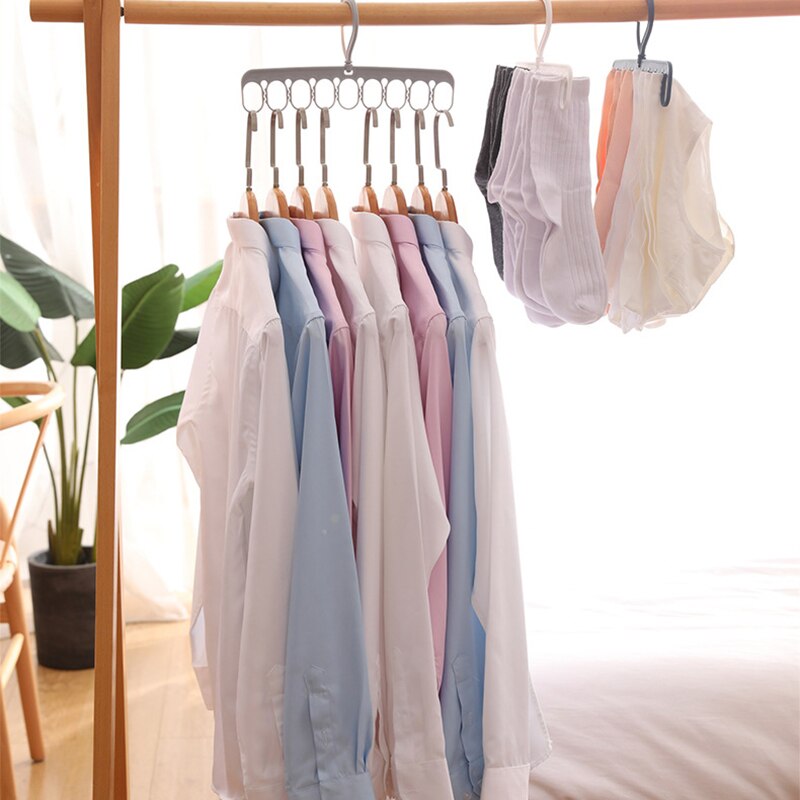 9-hole Clothes Hanger Magic Multi-port Support Hangers Clothes Drying Rack Multifunction Plastic Clothes Hangers Storage Hangers