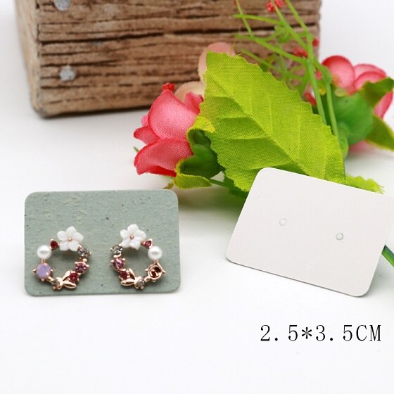 Multi Size 100pcs Kraft Handmade Earring Card with Colorful Pattern Printed Paper Packaging Earring Cards Jewelry Displays Cards: 2.5x3.5cm lightgreen