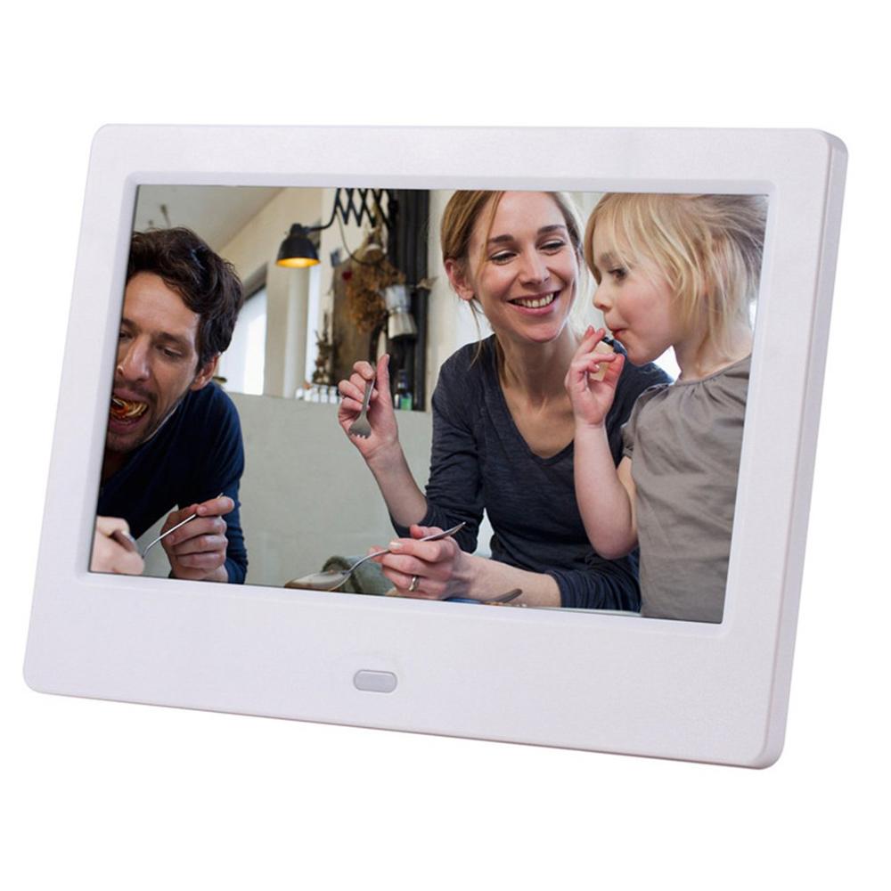 Moldura para álbum de fotos digital, tela lcd de 7 espaços, alta definição, iluminação de fundo, vídeo e música, ideal para presente: Branco