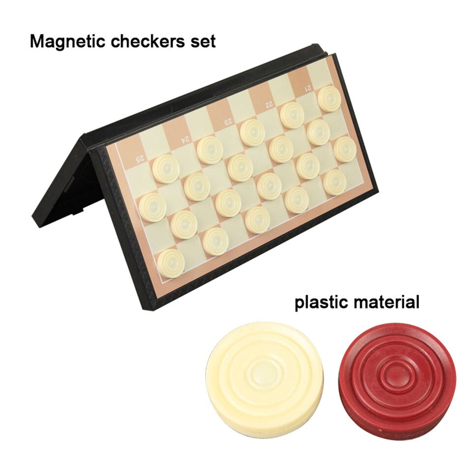 BSTFAMLY International Checkers Plastic Chess Set 285*285/200*200mm Folding Checkerboard Magnetic Chess Game 100 Checker T5