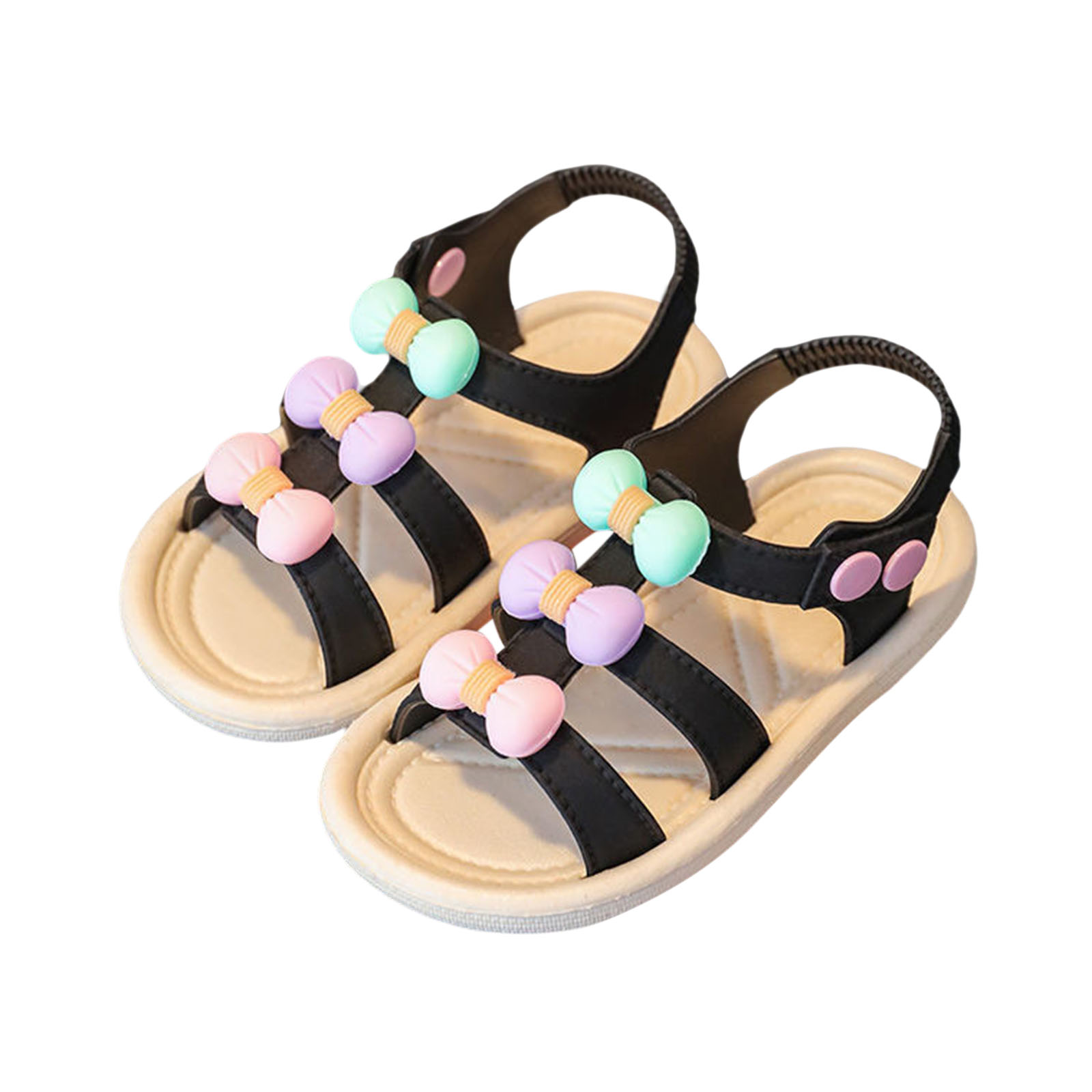 Sandales d'été antidérapantes pour bébés filles, chaussures plates à nœud papillon, couleur bonbon, pour premiers pas des tout-petits: A / 15CM