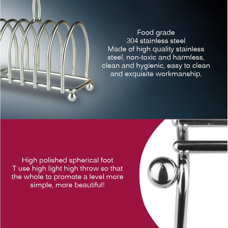 Show Tool Food Display Toast Rack Kitchen Stainless Steel 6 Slice Party Restaurant Bread Holder Breakfast Utensil Household