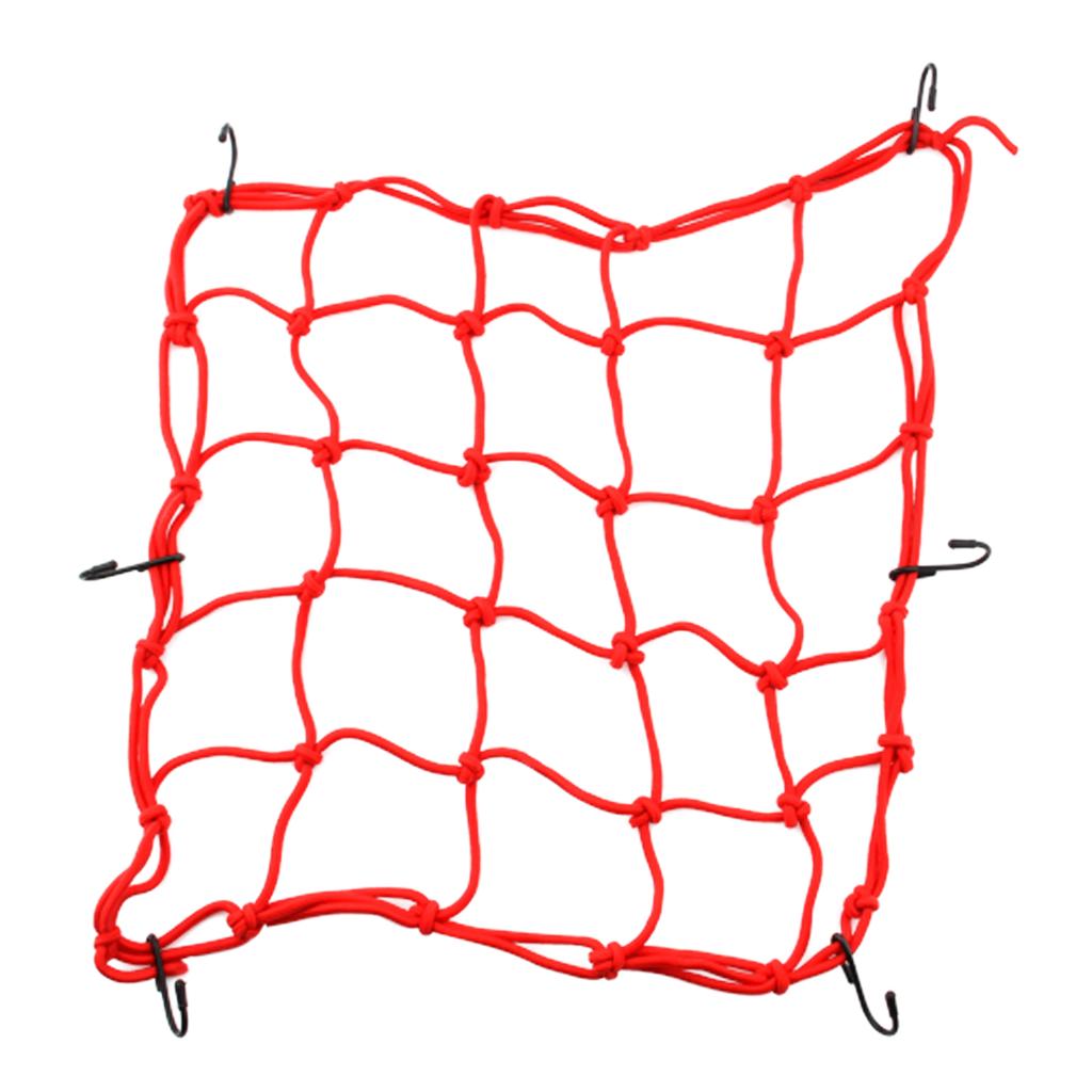 Motorcycle Bike Cargo Elastic Net Luggage 6 Hooks Mesh Holder Red 40*40cm