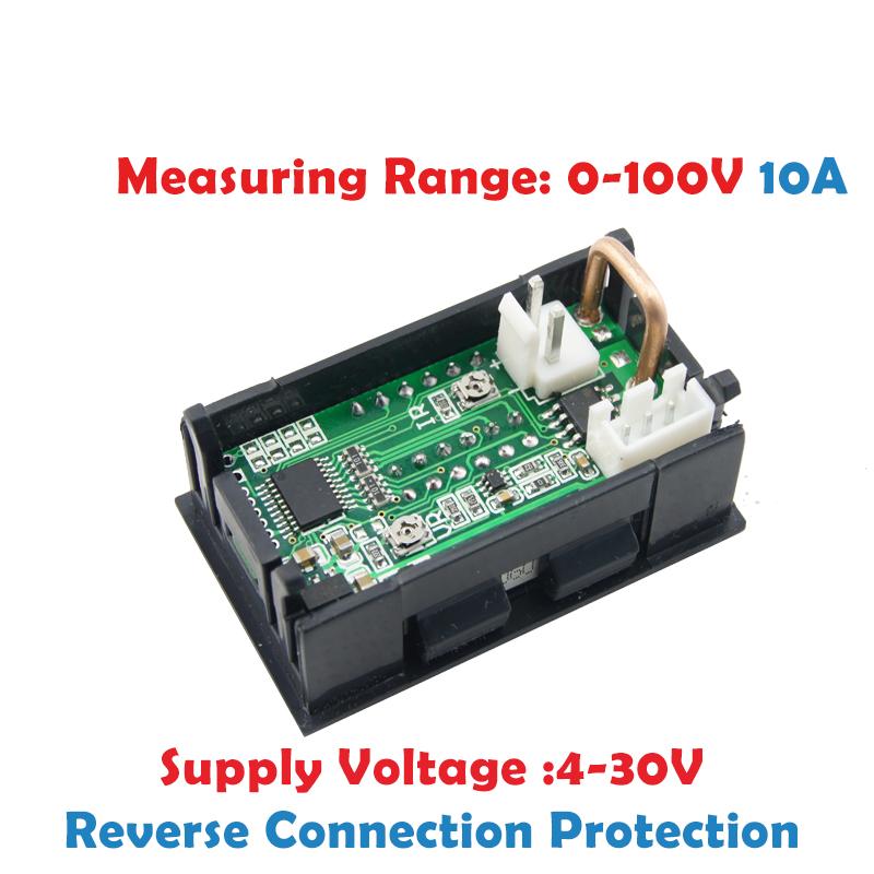 DC 100V 10A Voltmeter Amperemeter Blau + verrotten LED Ampere Dual Digital Volt Meter Messgerät
