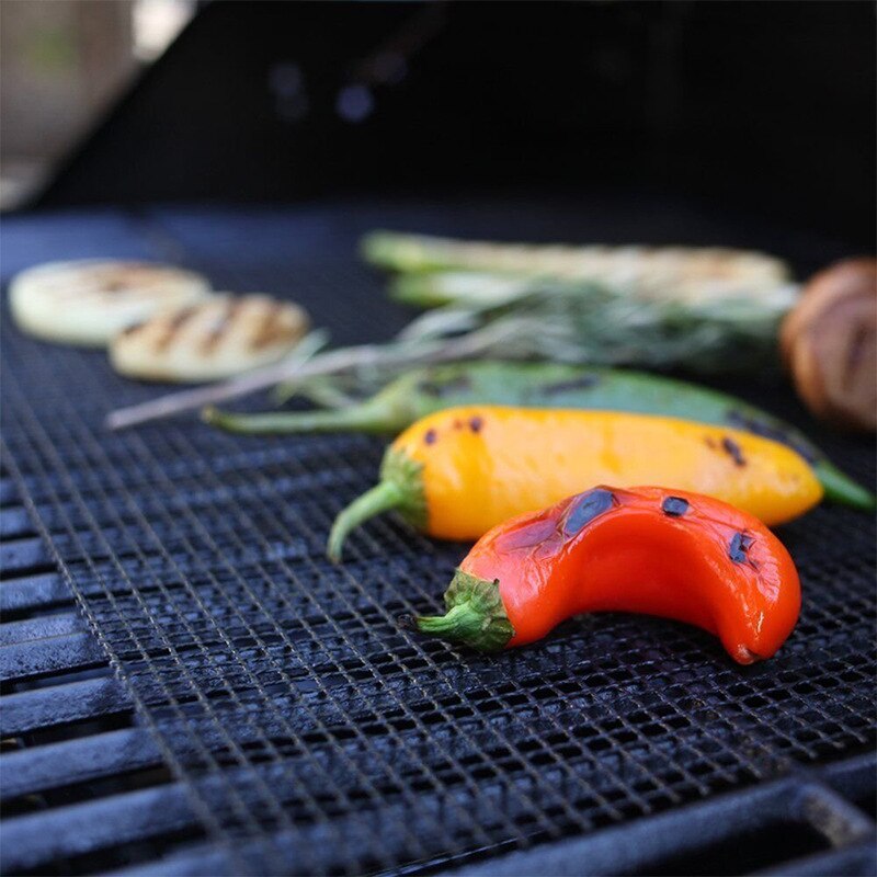 Tapis de cuisson, feuille de cuisson et Grill résistant à la chaleur, BBQ en mailles antiadhésives, accessoires pour Barbecue en fête, 40x30cm