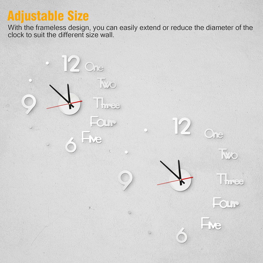 Large Wall Clock Big Watch Decal 3D Stickers Numerals DIY Wall Modern Home DIY Wall Modern Living Room Home Decoration