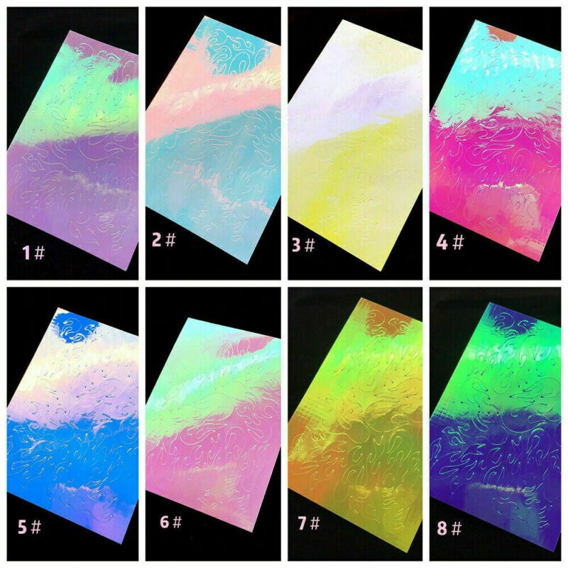 Flames Holographic Nail Decal Fire Burning Nail Art Self Adhesive Custom Decal