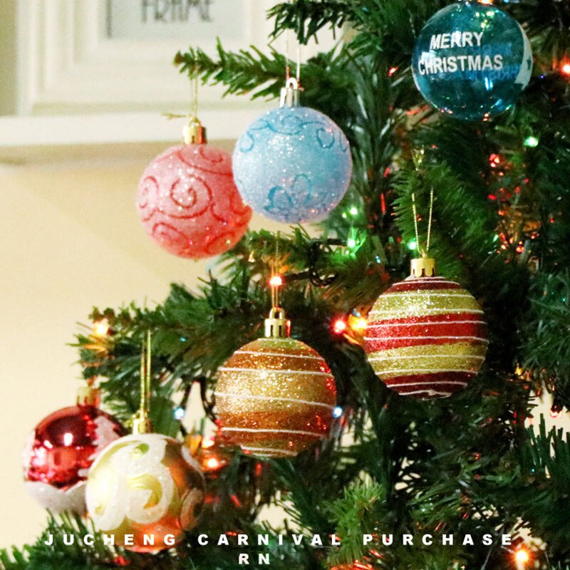 12 stk / pakke flerfarvet pvc 6cm juledekoration hængende ornamentkugle til juletræ bryllupsfødselsdagsfest hjemindretning