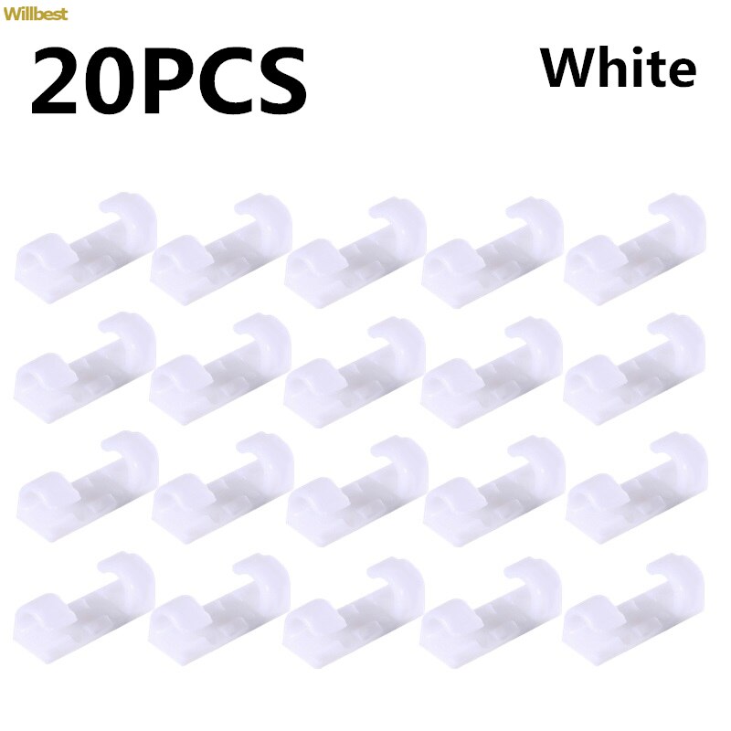 2/ 20 Wire Cable Management Organizer Desktop &amp; Workstation Cord Clips Management Holder Data Telephone Line Cable Winder Sleeve: White-20PCS