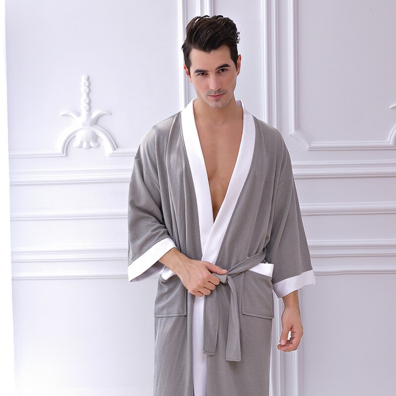 Mannen Nachtjapon Kimono Badjas Voor Man Casual Homewear Wafel Gewaden Herfst Winter Katoenen Kamerjas Nachtkleding Thuis Gewaad