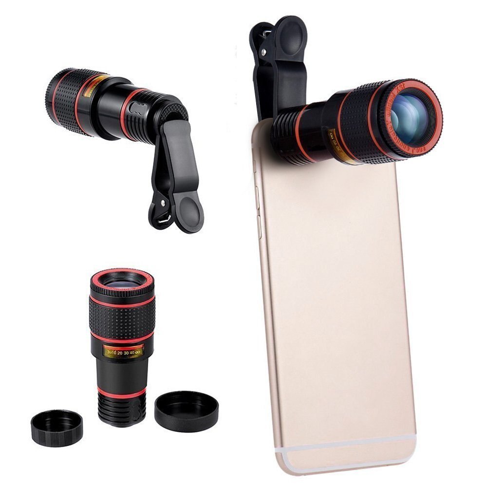Universal- praktisch-teleskop-teleobjektiv Kamera-objektiv-Bausatz 12X Zoomen Manueller fokus Clip-an Kamera Linse für iPhone 7 8 Plus Samsung S8