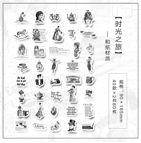 80 Stks/pak Kawaii Briefpapier Stickers Kleine Verse Retro Dagboek Planner Decoratieve Mobiele Stickers Scrapbooking Diy Craft Stickers: shiguangzhilv