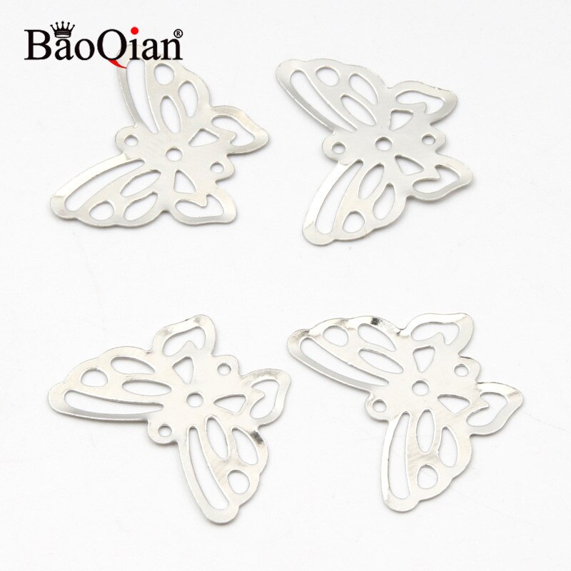 50 Uds 16x21MM mariposa envolturas de filigrana flor conectores Artesanía de Metal Scrapbooking conector para la fabricación de la joyería DIY Decoración