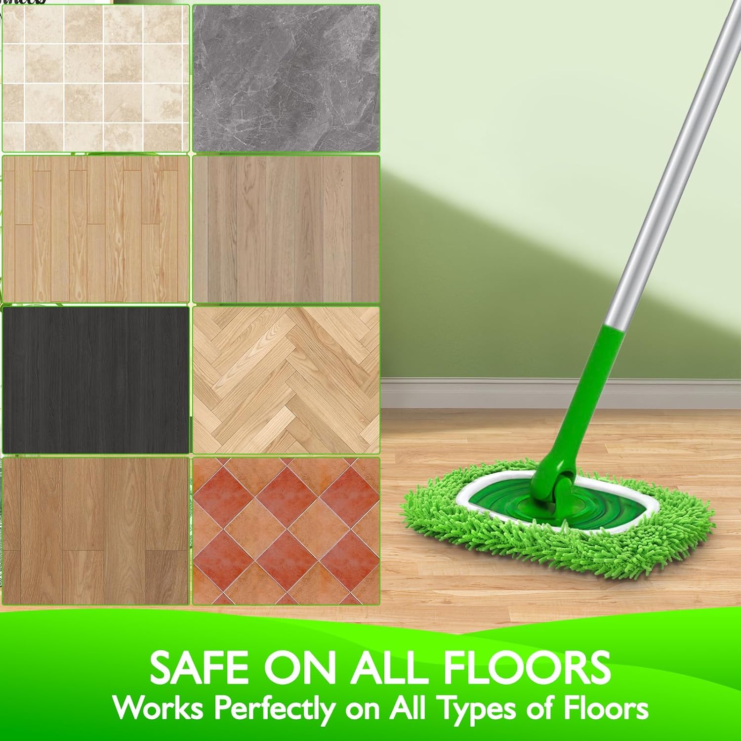 2 Pack Reusable Dry Sweeping Cloths Microfiber Wet Mop Pads Compatible with Swiffer Sweeper Mop Replacement
