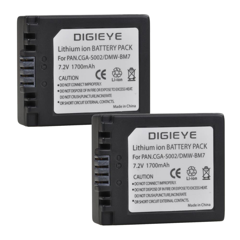 CGA-S002, CGA-S002A, CGA-S002E, DMW-BM7 Li-ion Battery for Panasonic Lumix DMC-FZ1, FZ2, FZ3, FZ4, FZ5, FZ10, FZ15, FZ20 Camera: 2 battery