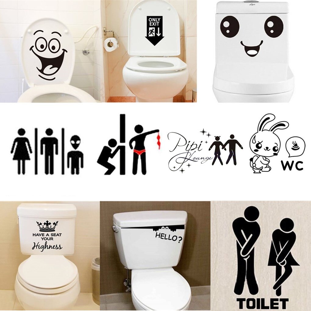 Verwijderbare Wc Entree Teken Deur Stickers Openbare Plaats Muurstickers Muurstickers Grappige Glimlach Gezicht Behang