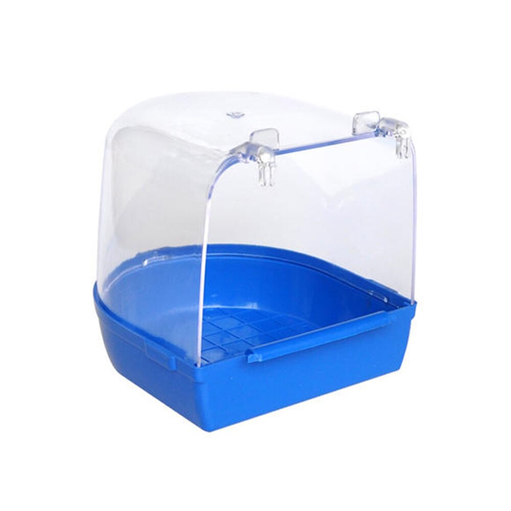 Caja de plástico para baño de aves, jaula colgante de plástico para baño de loros, periquitos, aves, cuencos para pájaros y mascotas, 1 unidad: A
