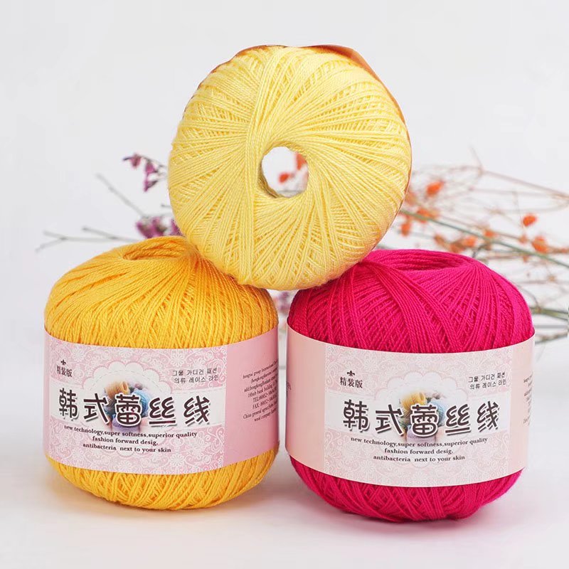 50g/PC Size 8 Lace Cotton Yarn Silk Hand Knitting Crochet Thin Lace Yarn For Diy Hat Doll Shawl Thread