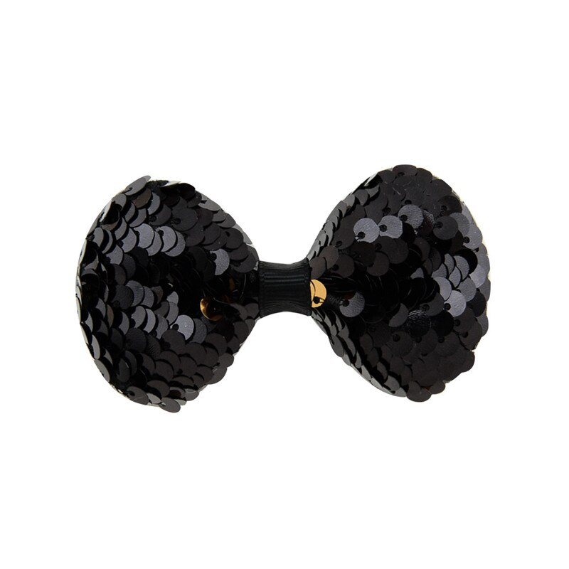 Undomed 3.14 "costura lantejoulas glitter arco clipes grampos de cabelo meninas grampos de cabelo do bebê pino de cabelo crianças clipes acessórios de cabelo: Black