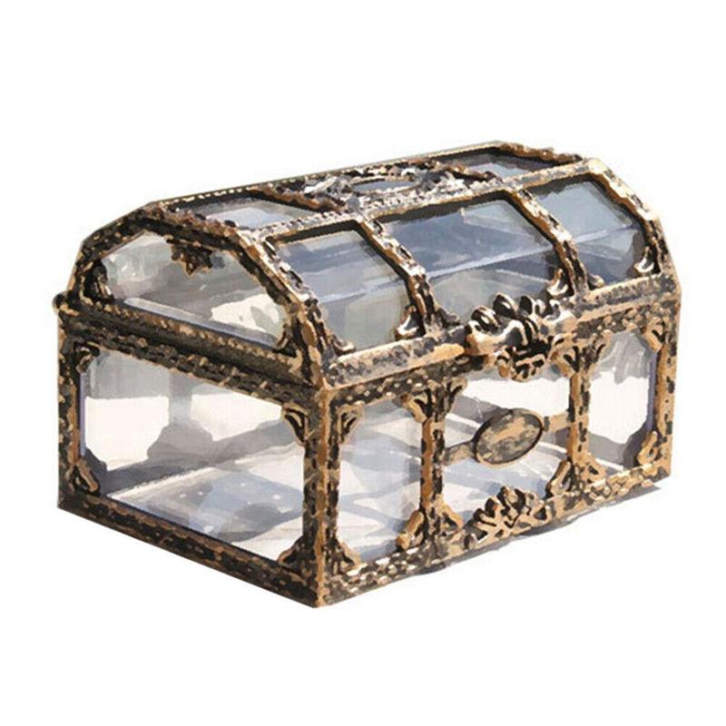 Plastic Transparent Pirate Treasure Box Crystal Gem Jewelry Box Storage Organizer Chest Box Treasure For Jewelry Gem Trinket Box