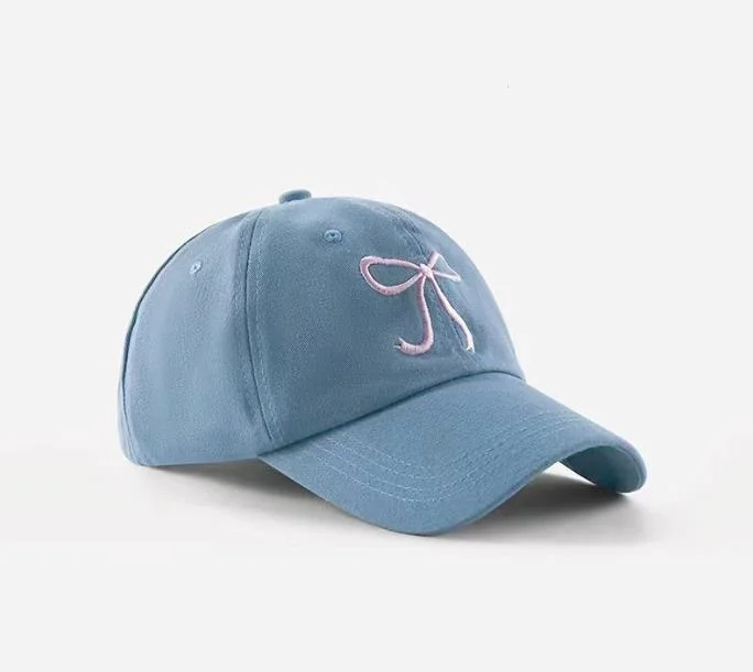 Chapeau de Baseball brodé avec nœud papillon pour femmes, couleur unie, casquette à visière pour fille coréenne, chapeau d'extérieur en coton doux, pare-soleil à rabat: Rouge