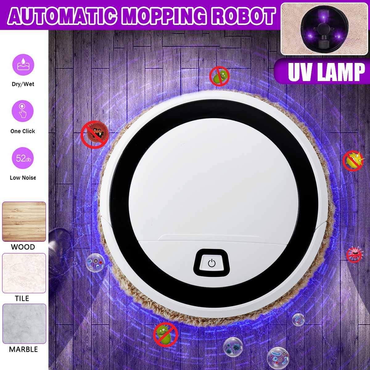 Intelligent soprobot 4w- golvstvätt avtorkning moppmaskin våt-/kemtvätten roterande gå smart sopmaskin hemstädning