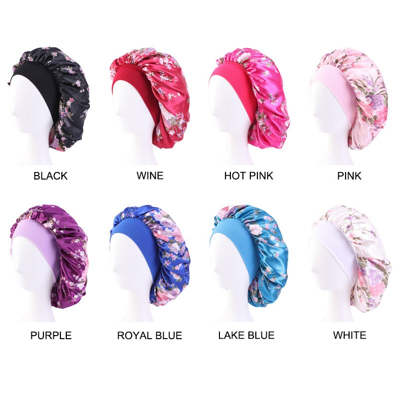 Gorro de satén liso con ajuste para el cabello para mujer, gorro de seda para dormir de noche, accesorios de estilismo para el cabello, 36cm