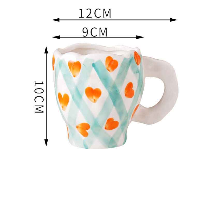 Hand Painted Cloud Coffee Cup and Saucer Handmade Irregular Ceramic Cup With Saucer Tulip Flower Tea Milk Mug Tableware: C