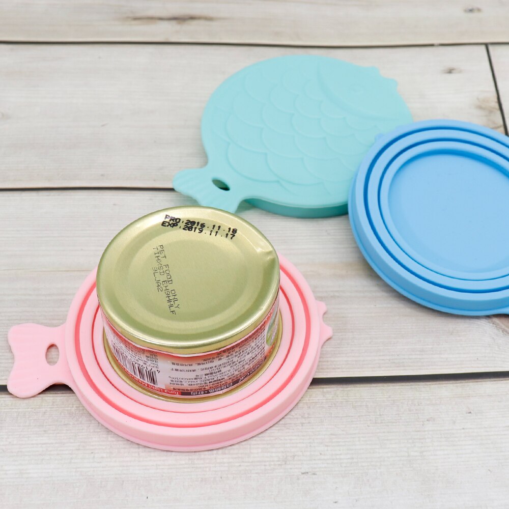 Silicone Dog Cat Bowl Lid Stretch Universal Pet Can Lids Bowl Cover Food Fresh Microwave Covers Pet Supplies Fish Shape
