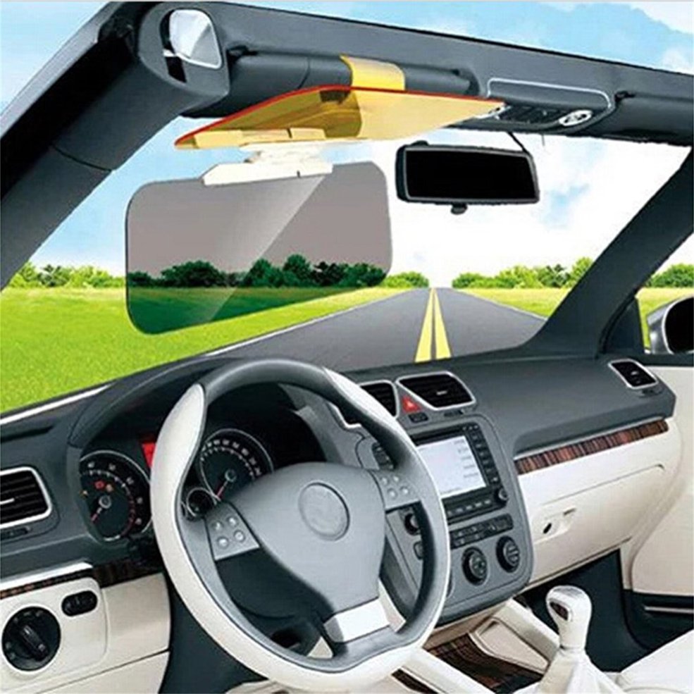 Auto zonnescherm dag nacht zonneklep spiegel anti-verblinding clip-on rijden voertuig scherm klikt vast op de meeste zonnekleppen