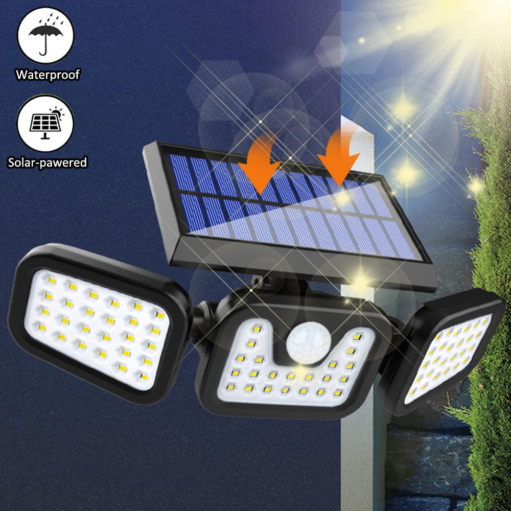 3 Modes LED Solar Lamp PIR Motion Sensor Outdoor Solar Garden Light Three-Sided Waterproof Energy Saving Wall Yard Lamps