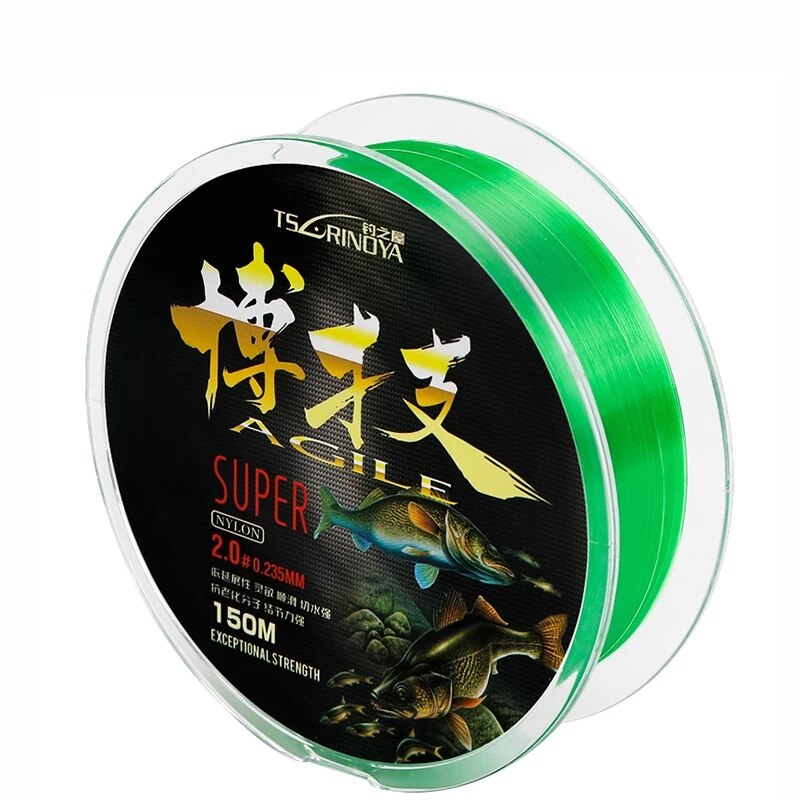 TSURINOYA Nylon Fish line AGILE 150m Low Stretch High Sensitivity Superior Abrasion Resistance Unique Paralleled Roll Lure line: 1.0