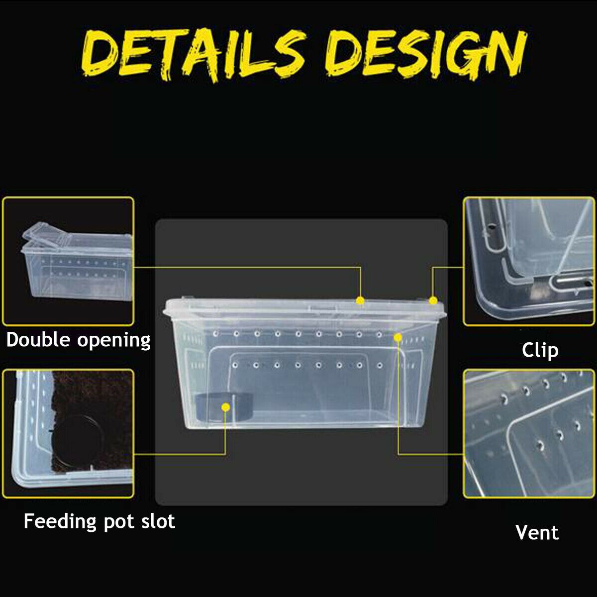 Transparent Plastic Box Insect Reptile Transport Breeding Live Food Feeding Boxes Insect Supplies