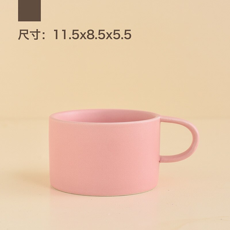 Taza de café de cerámica para leche, taza para café con leche, vaso bonito de cerámica de Color puro estilo europeo para parejas,: Pink