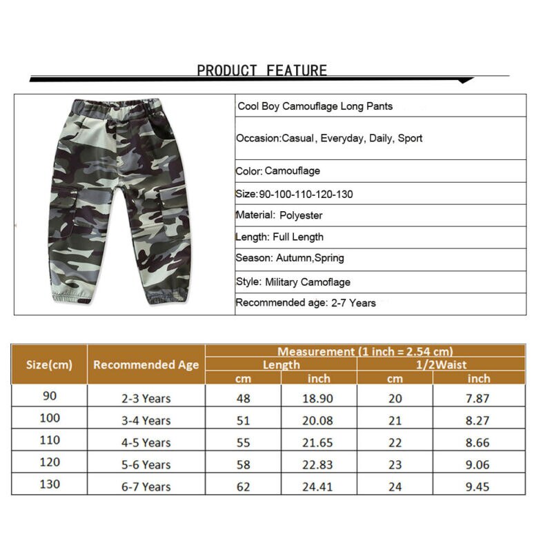 Goocheer 2-7y peuterjongen meisjes elastische broek kinderen casual camouflage rechte lange broek broek coole jongens onderkant