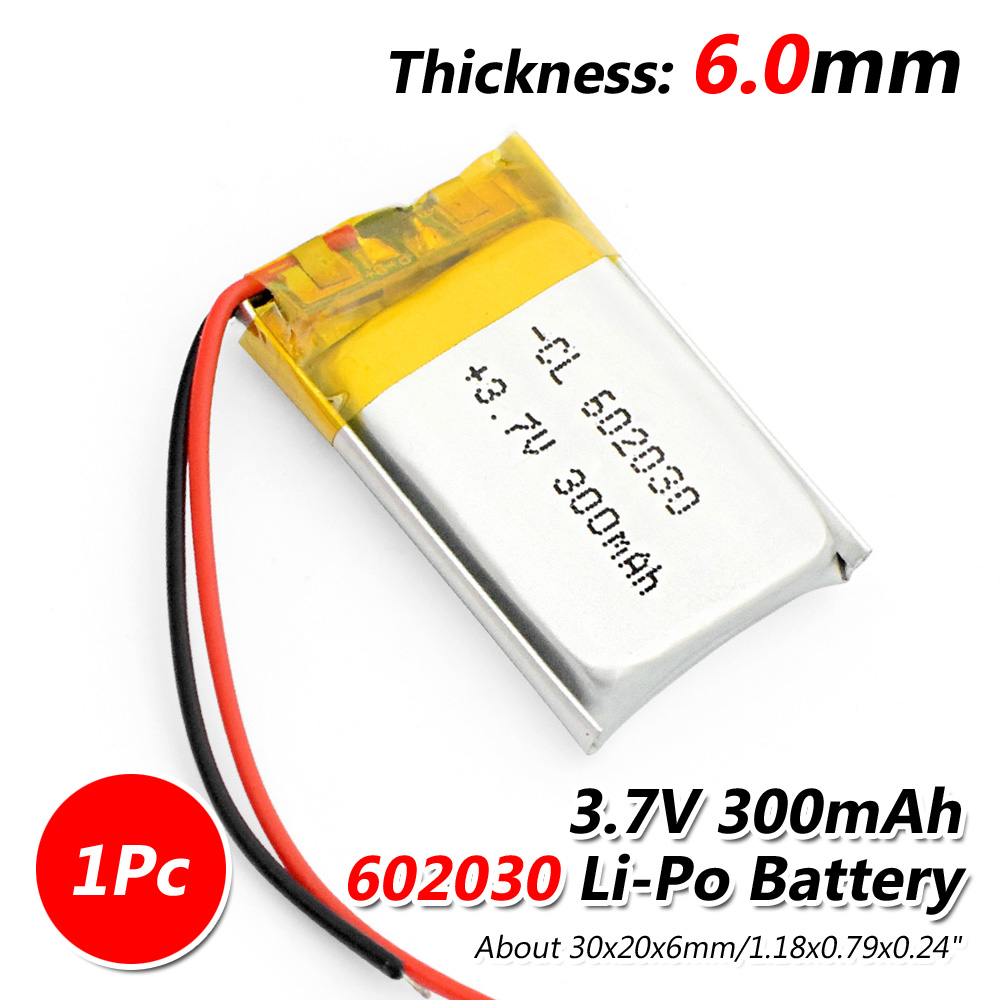 3,7 V 300mAh 602030 polímero de litio li-po Li ion batería recargable Lipo celdas para Altavoz Bluetooth tacógrafo coche DVR Cámara: Default Title