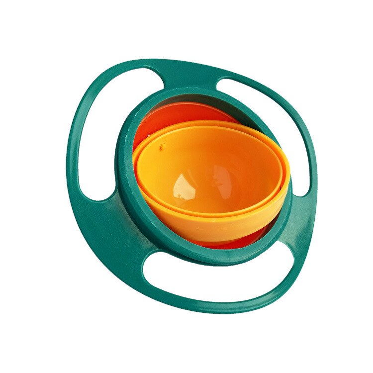 Bol anti-renversement pour bébé, modèle universel en forme gyroscope, pratique et spécialement pour enfant, se balance et tourne à 360°, matière alimentaire, vaisselle pour tout-petits: Green