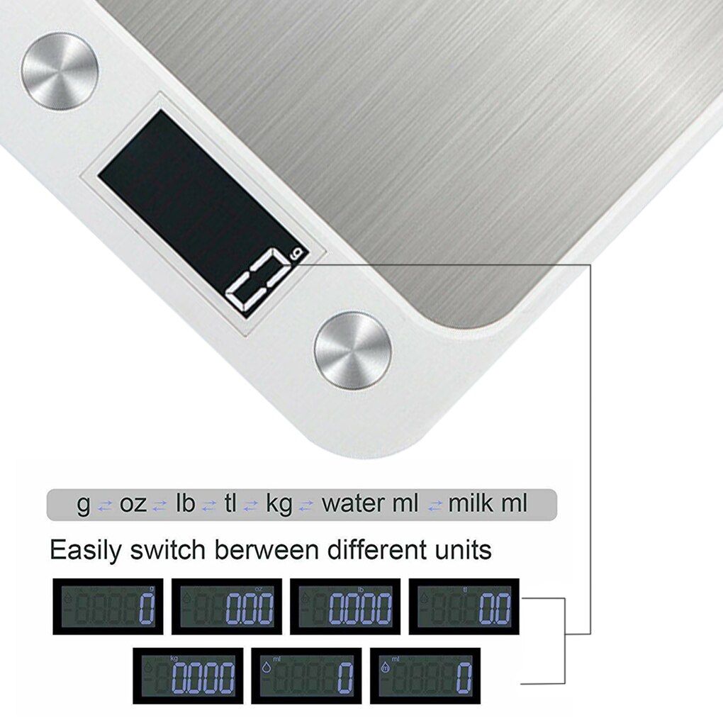 Kitchen Digital Scale 10kg/1g Cooking Baking Scale Waterproof Backlit LCD Screen Weighing Device