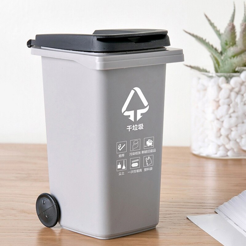 Mini Desktop Trash Household Cute Mini Trash Can Wet And Dry Classification Trash Basket Save Space Home Office Storage 4 Colors