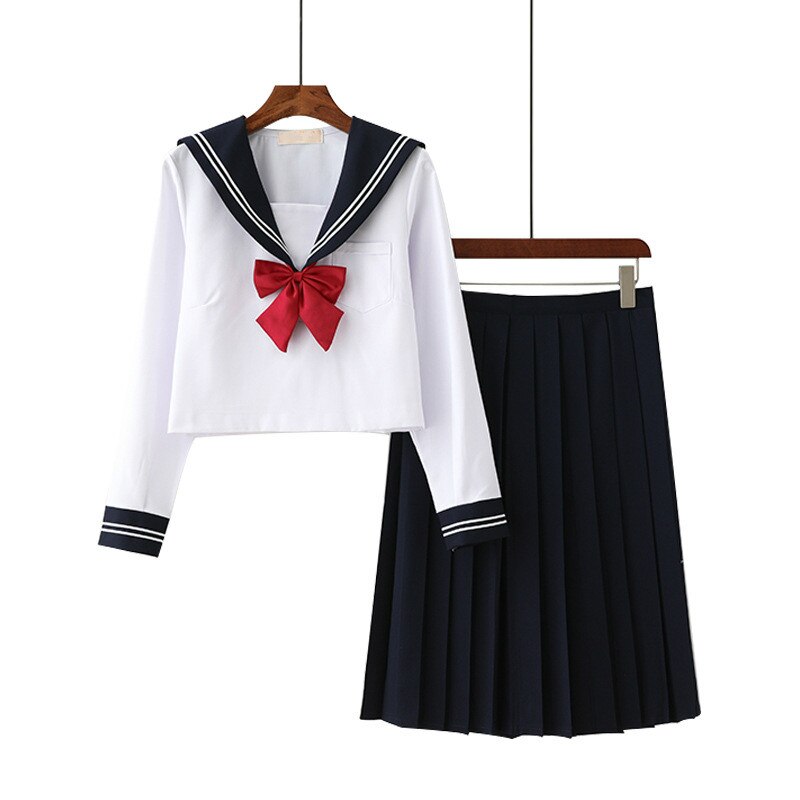 School Girl JK Uniform Women Chorus Performance Short Long Sleeve Japanese Sailor Uniforms Cute: LL SUIT 2 / XL